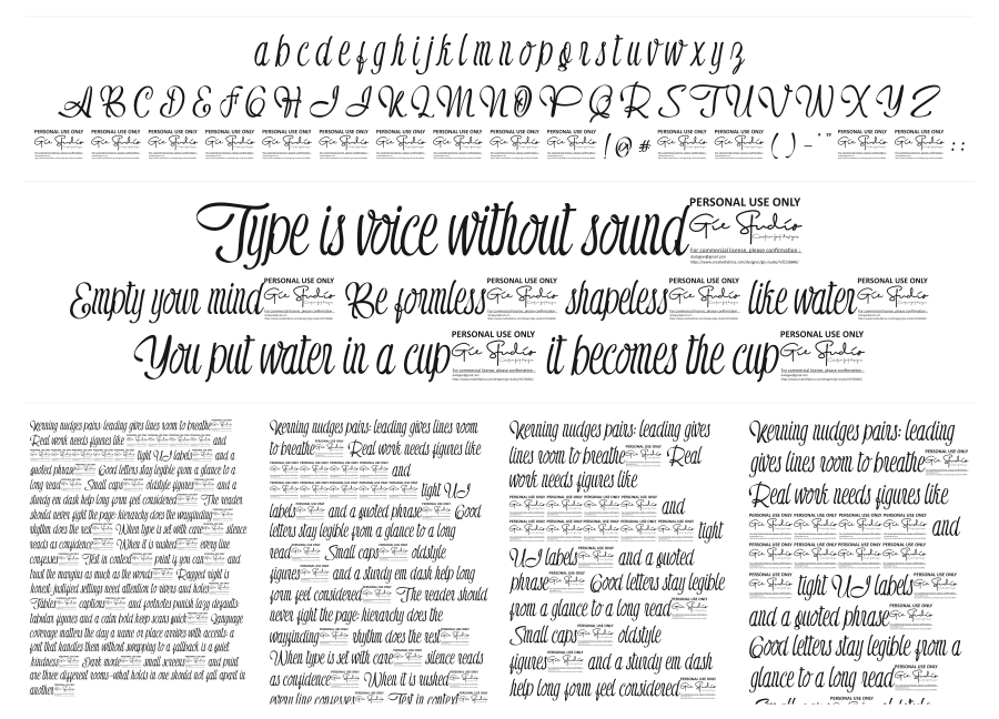 Right Moment specimen sheet