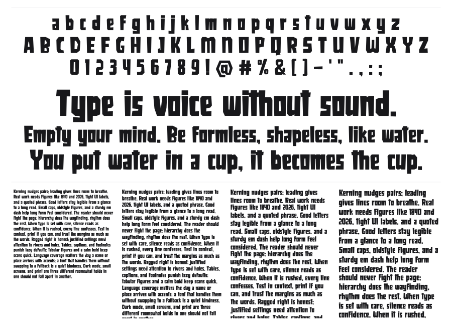 Girock specimen sheet