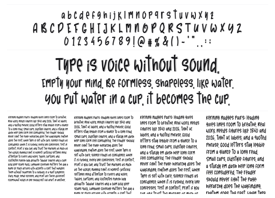 Creative Store specimen sheet