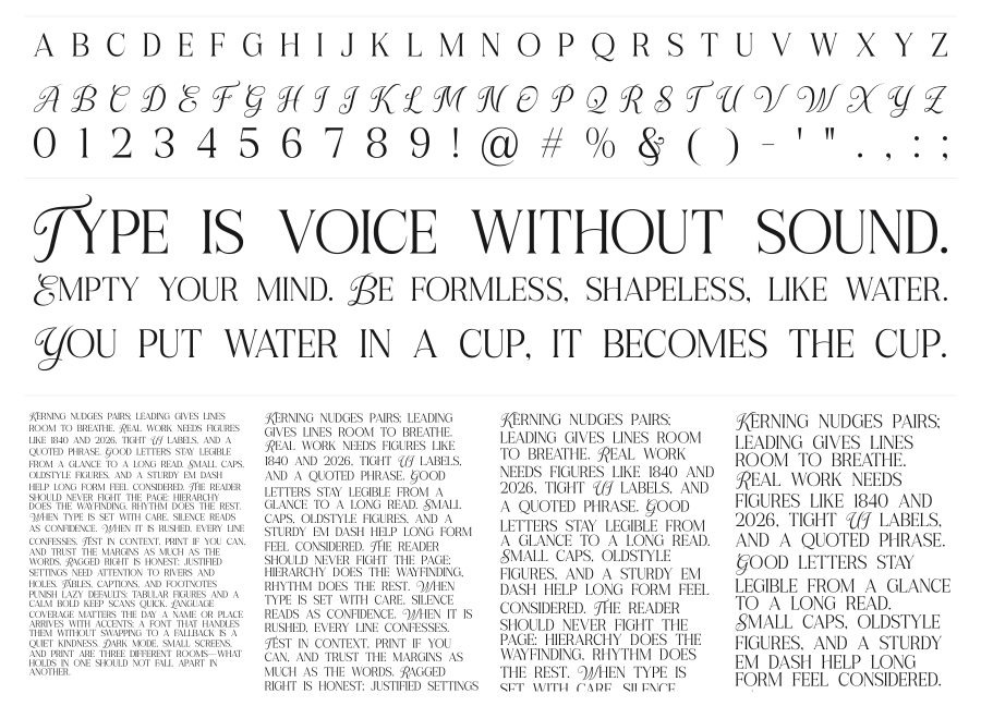 Lafemme Vibe specimen sheet
