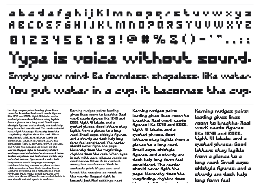The Glitch specimen sheet