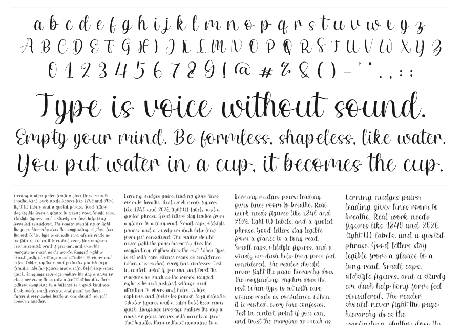 Erline specimen sheet