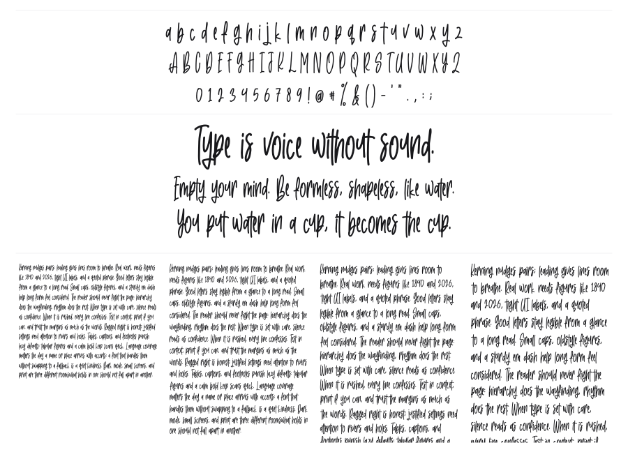 Just Ruth specimen sheet