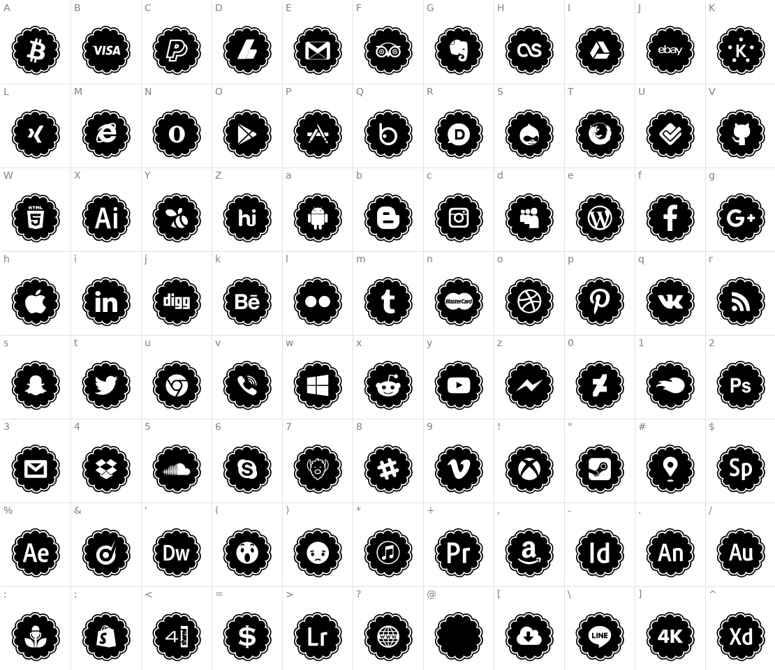 Character set for Social Icons