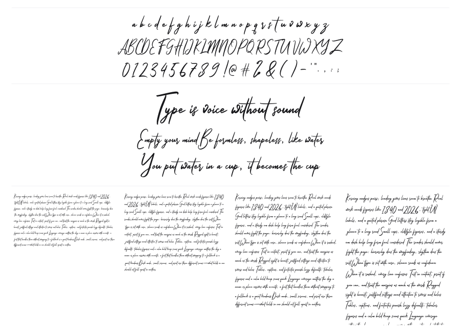 Jackyband specimen sheet