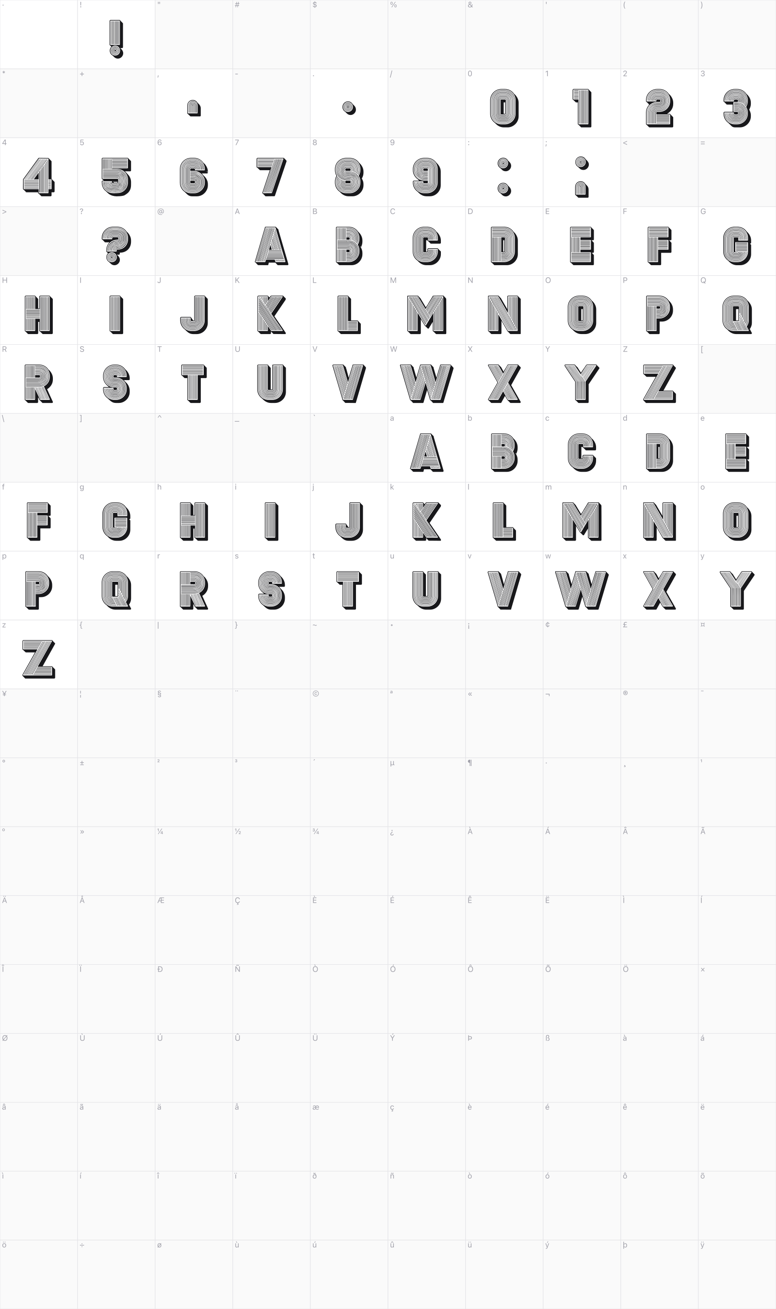 Second Channel glyph table
