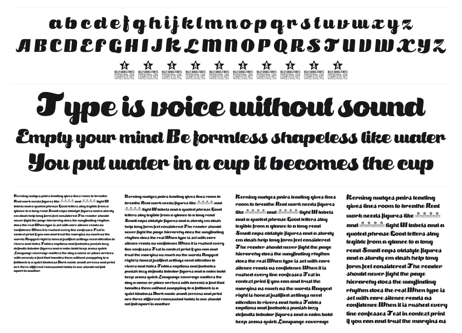 Satisfaction specimen sheet