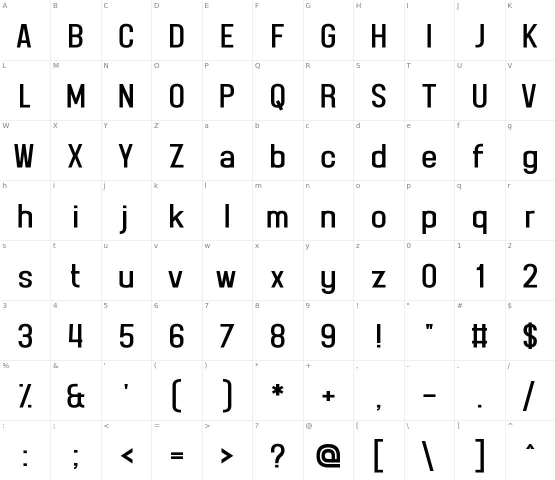 Character set for Front Page Supplement