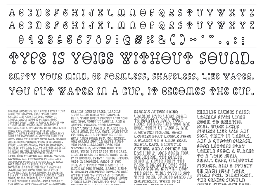 Venusta specimen sheet