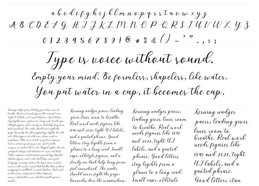 Elizabeth Script specimen sheet