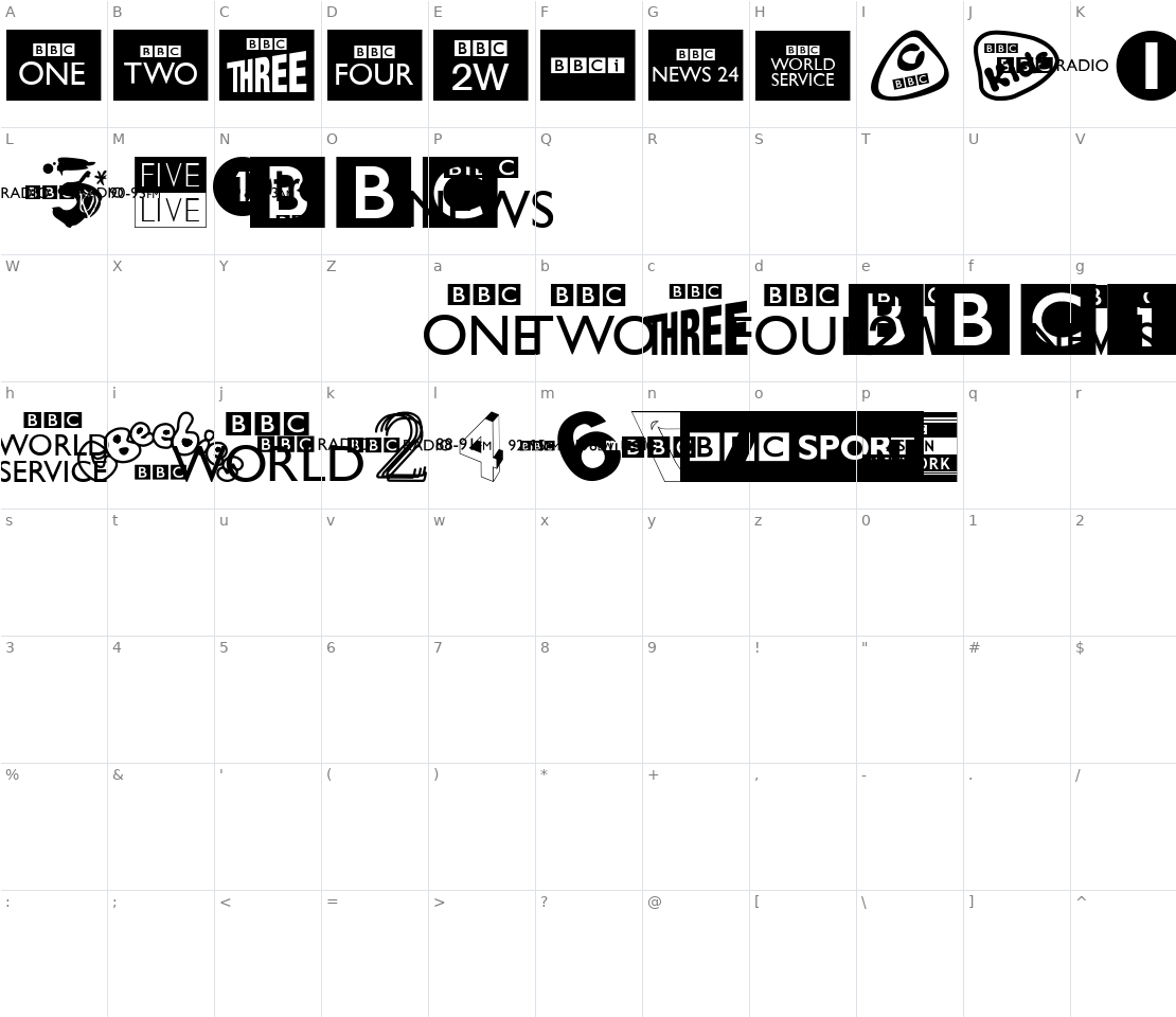 Character set for BBC logos