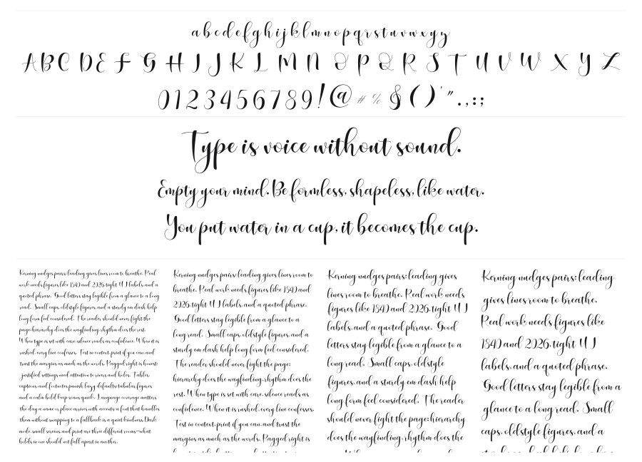 Begokly specimen sheet
