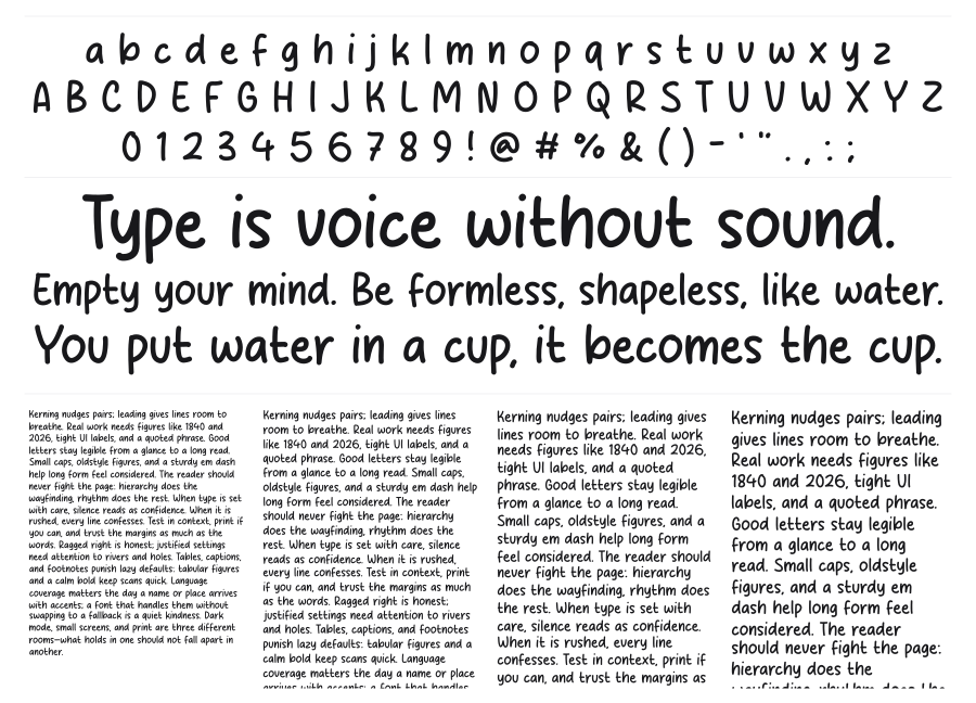 Dialog Note specimen sheet