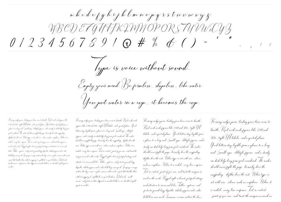 Thougai specimen sheet