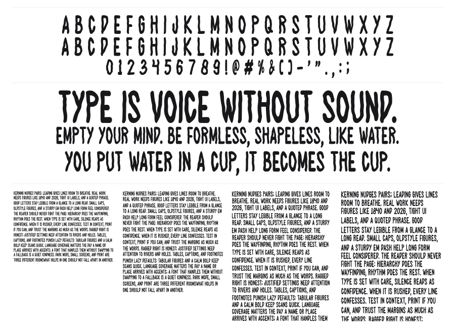 Hellowen Times specimen sheet