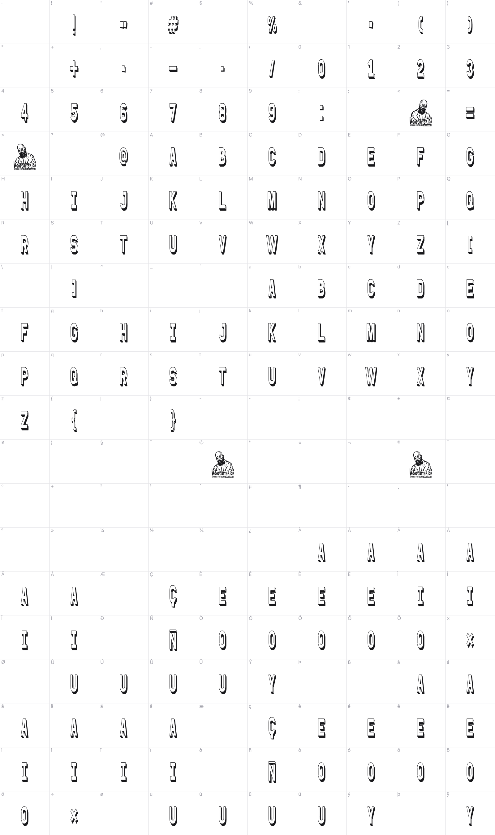 Retro Heaven glyph table