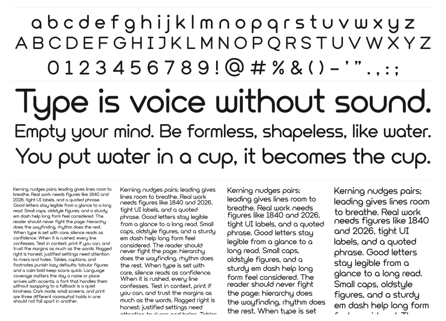 Versatylo Rounded specimen sheet