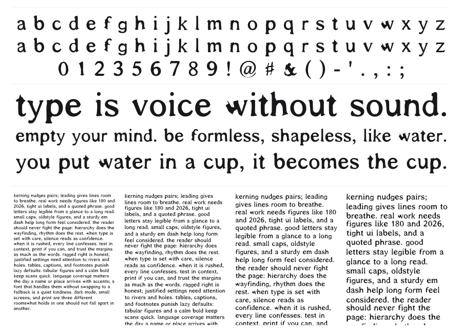 Shadows Around Us specimen sheet