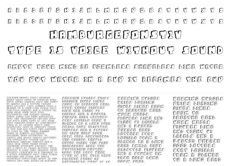 Bubble Frum specimen sheet