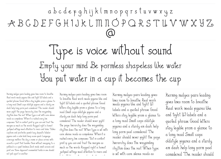 The Wambires specimen sheet