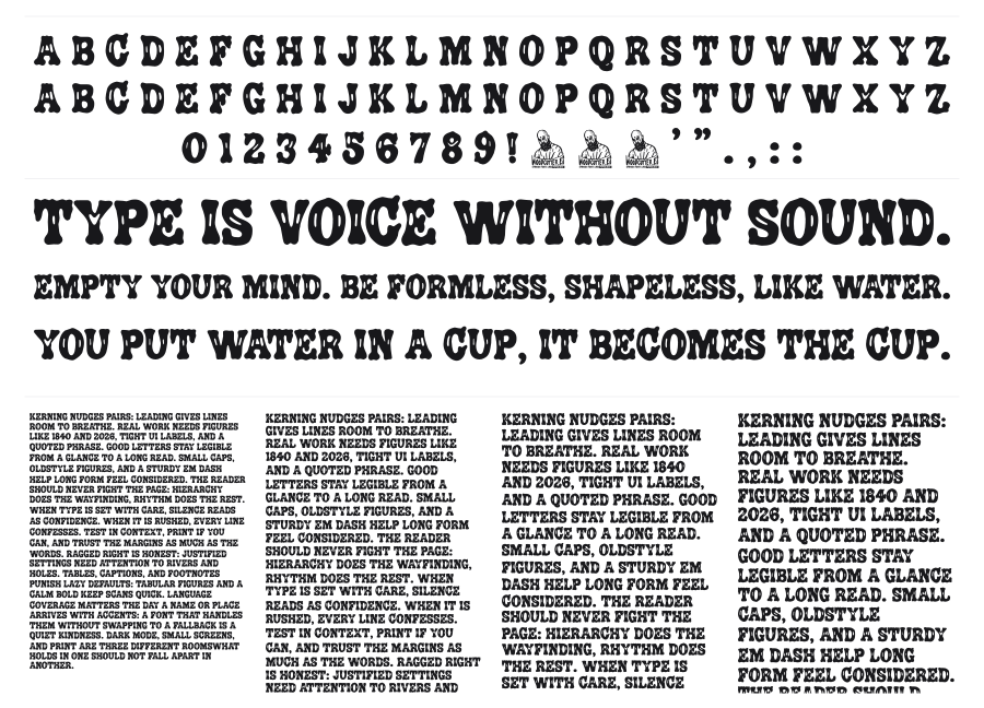 Junkie Cowboy specimen sheet