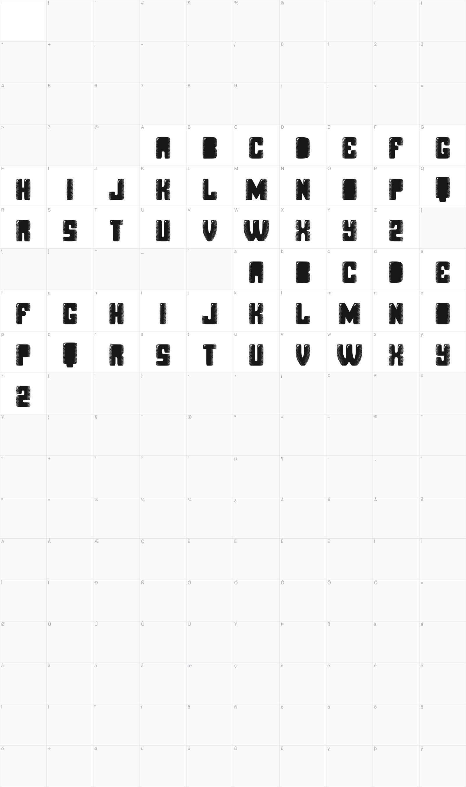 Powderpuff glyph table