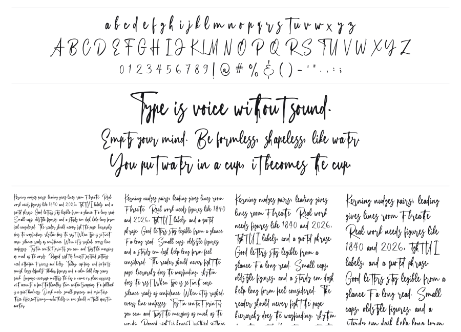 Silmastin specimen sheet