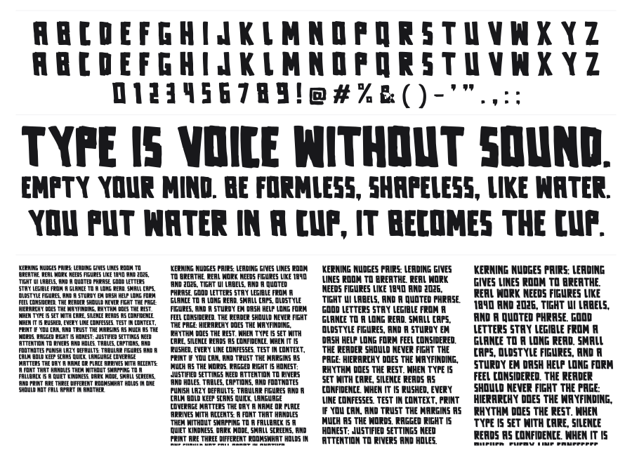 Fora specimen sheet