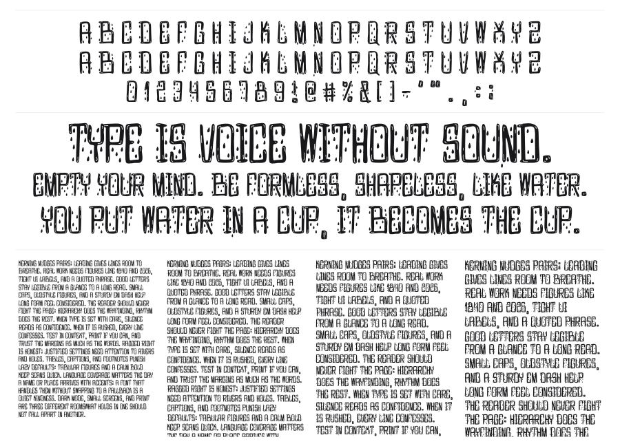 Ghetto Bros specimen sheet