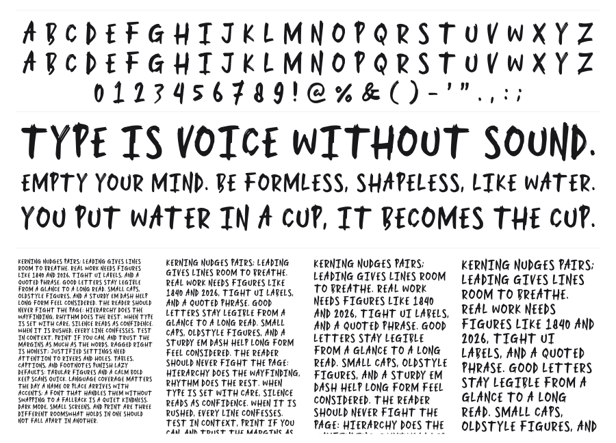 You Are Scared specimen sheet