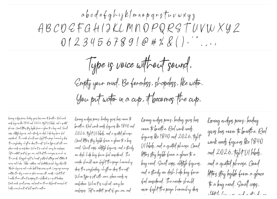 Hollmtudio specimen sheet