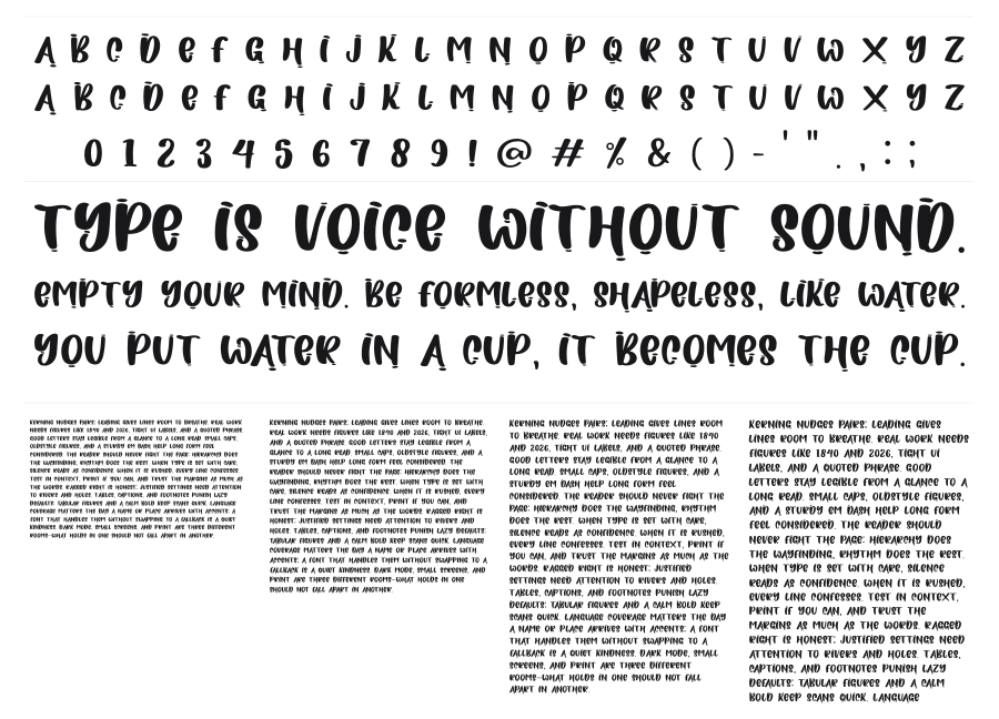 Power Dream specimen sheet
