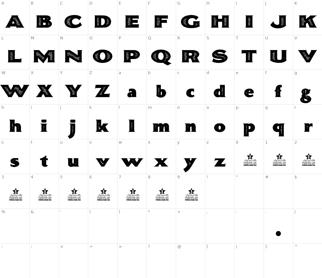 Character set for Bonneville Co.