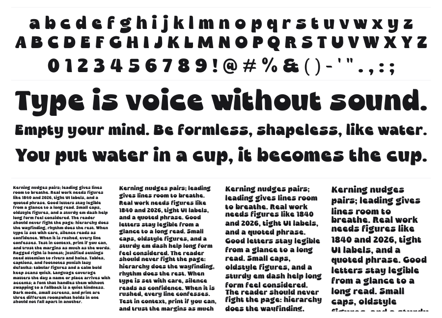 Balladon specimen sheet