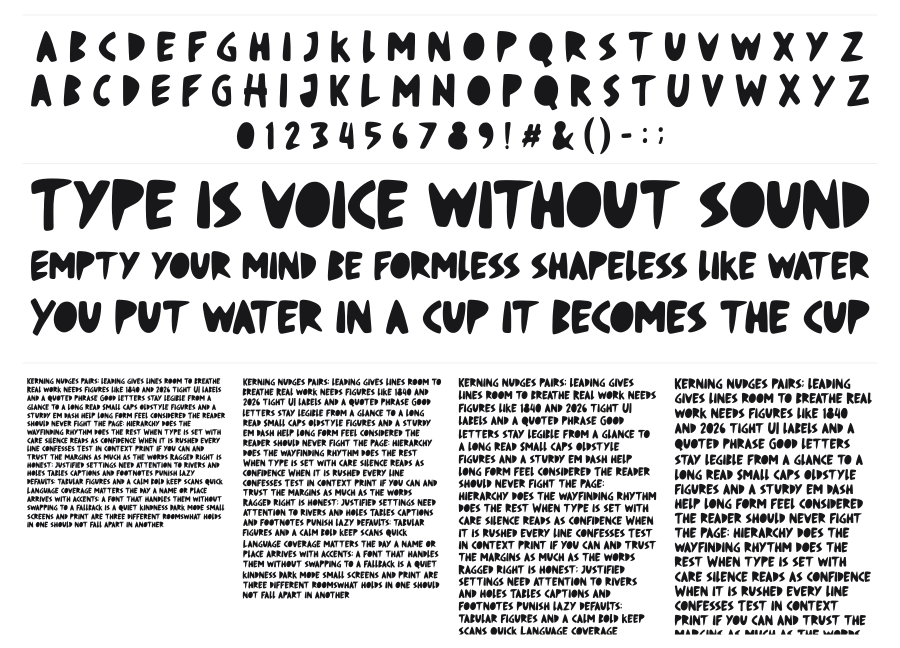 Fruiti Juicy specimen sheet