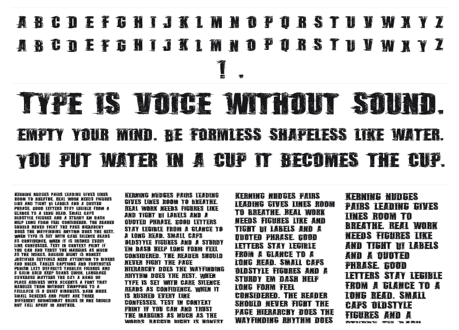 Rebel Scene specimen sheet