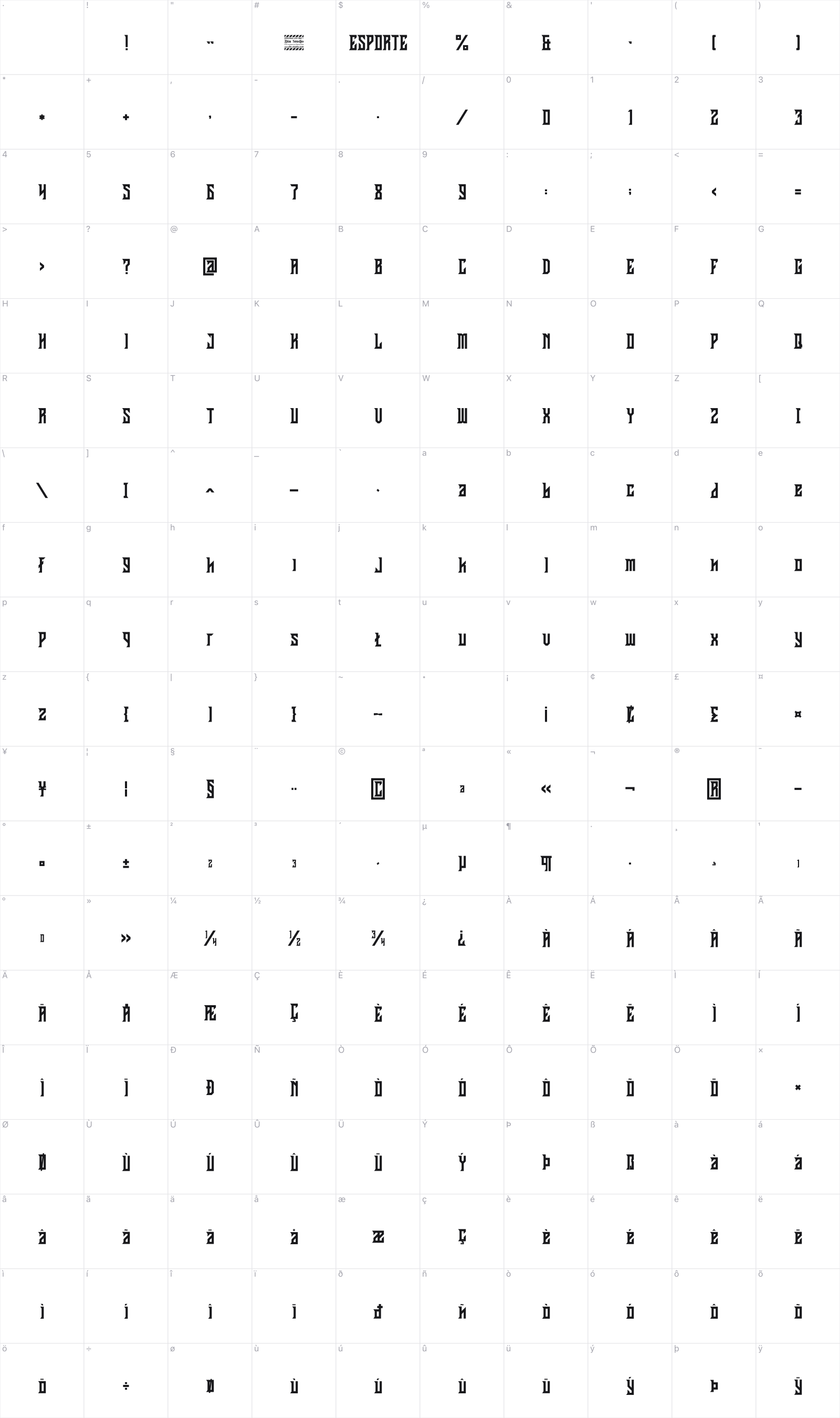 Esporte glyph table