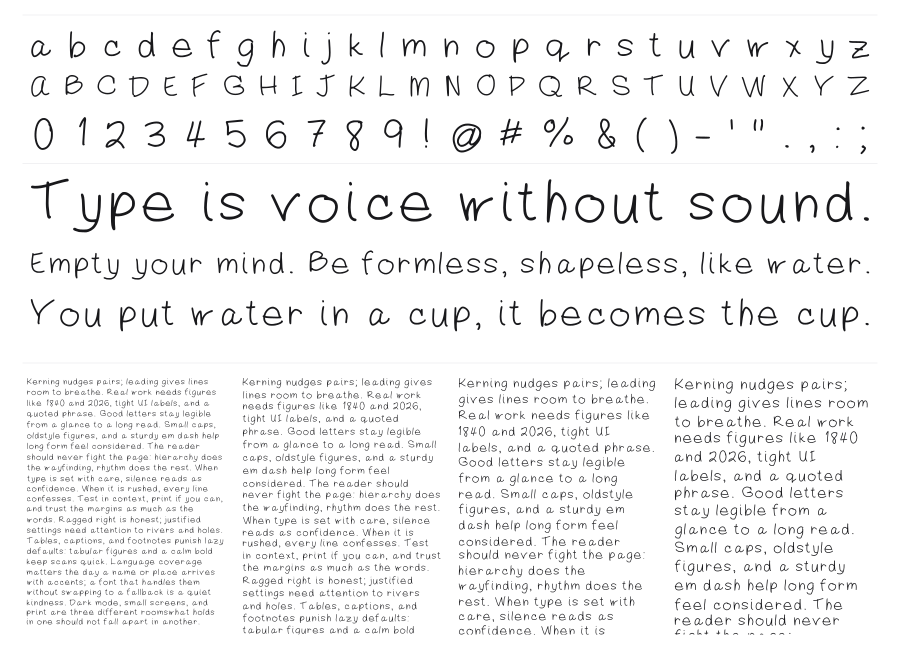 Mommy specimen sheet