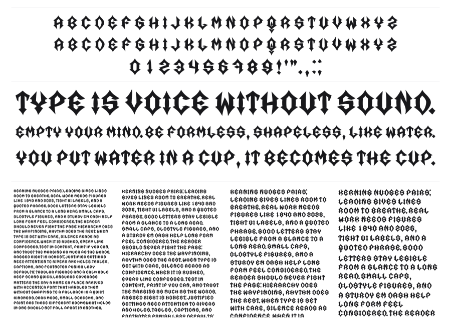 Pastoren specimen sheet