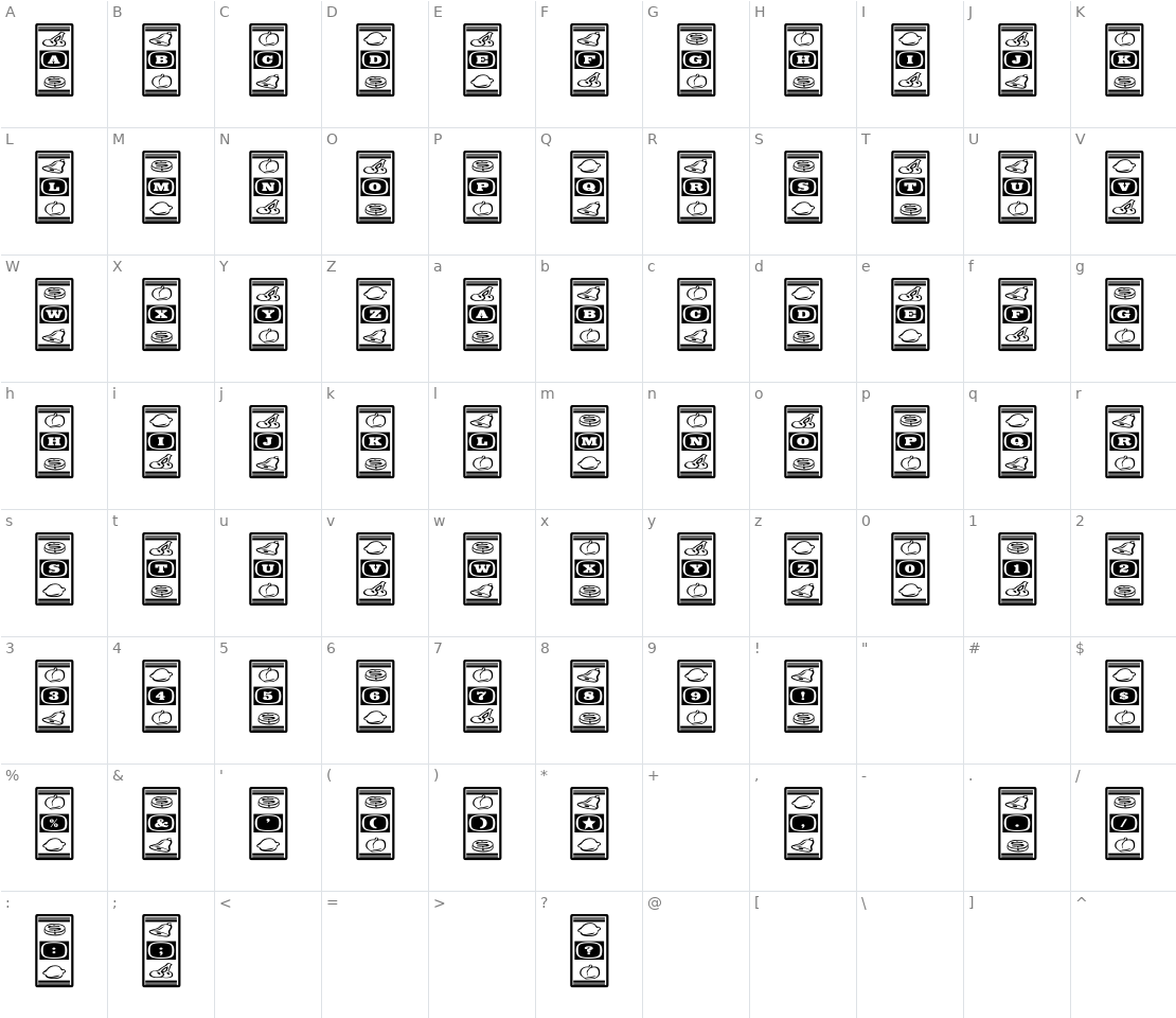 Character set for Lucky Ape