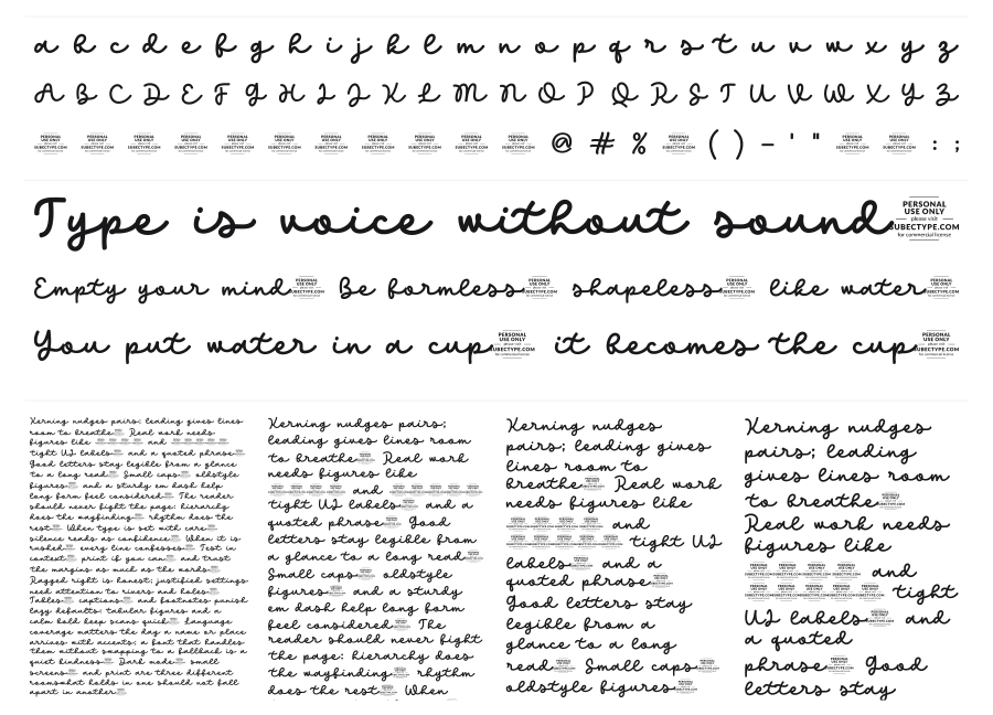 Kind Heart specimen sheet