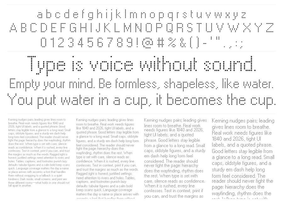 Windows Dots specimen sheet