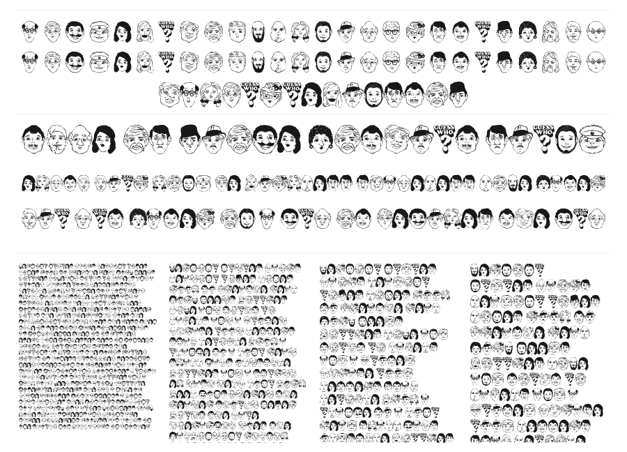 Guess Who specimen sheet