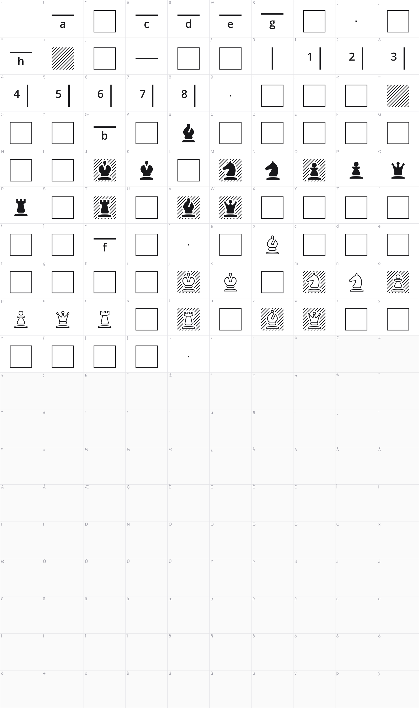 OTL Checkmate glyph table