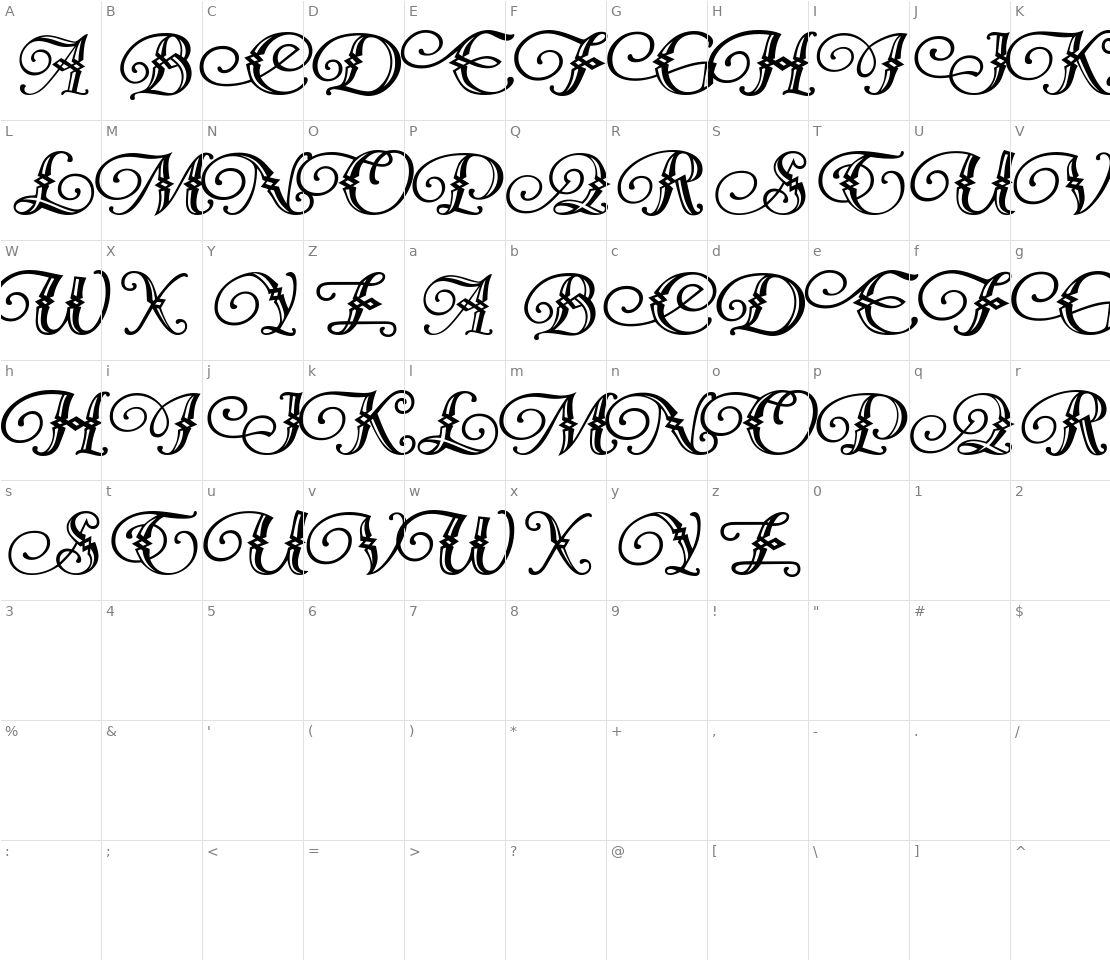 Character set for Diamond Dreams