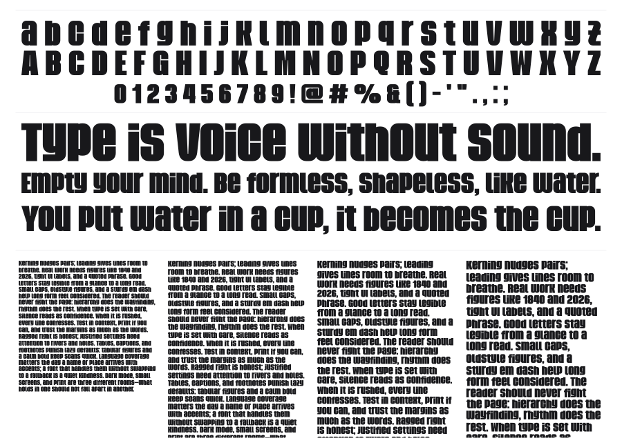 Memesique specimen sheet