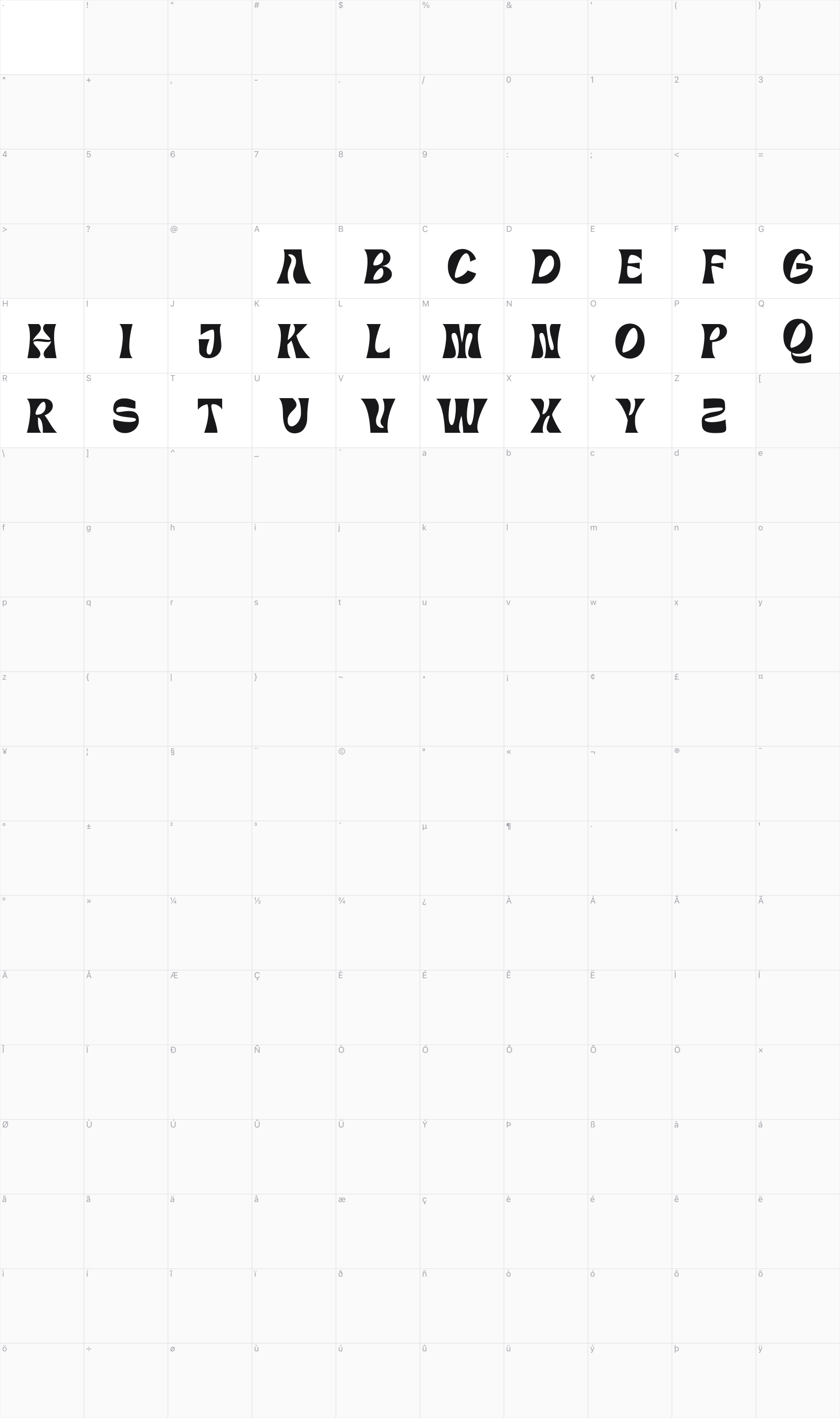 Geumeon glyph table
