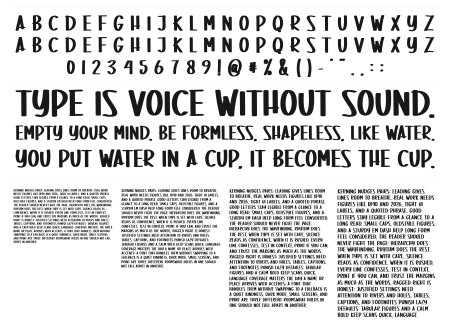 Blank Beach specimen sheet