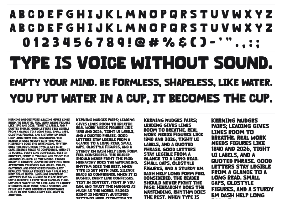 Ourland specimen sheet