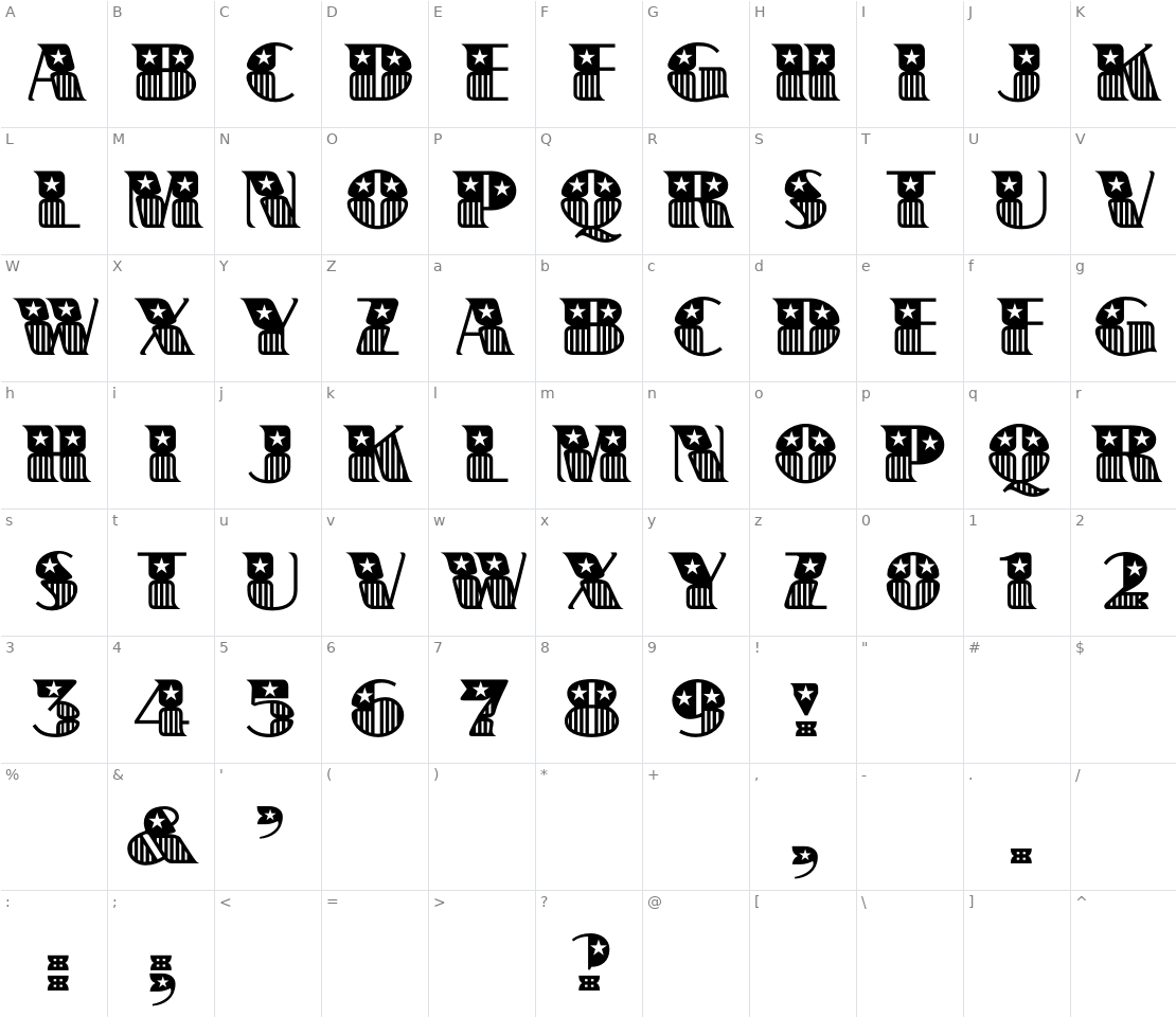 Character set for Banner Star